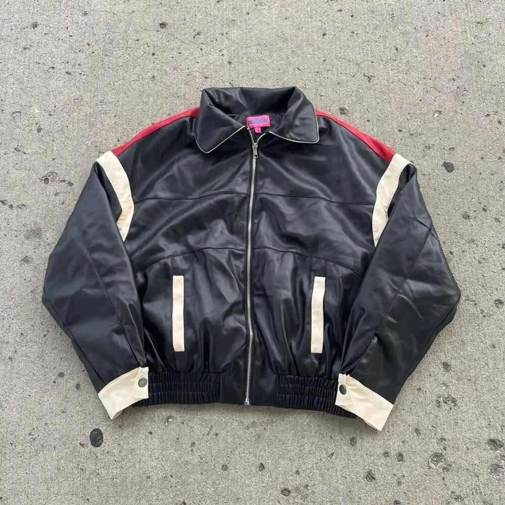 Radikkal Streetwear Y2K Faux Leather Jacket